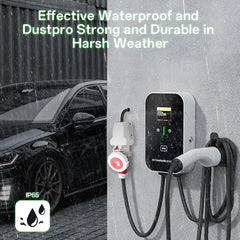 Estação de carregamento residencial tipo 2 de 22 kW ou 11 kW, caixa de parede, cabo de carregamento de 5 m com suporte de carregador, ficha trifásica CEE para todos os VE e PHEV