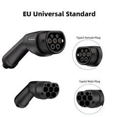 Coolladen Tipo 2 Cabo de carregamento para carro elétrico 22KW 32A Carregador EV trifásico com bolsa de transporte, compatível com qualquer carro elétrico