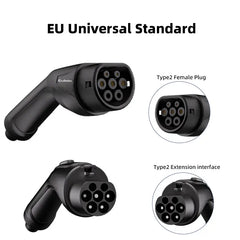 Cabo de extensão de carregamento Coolladen Tipo 2 EV para 3,5 kW, 7 kW, 11 kW, 22 kW, cabo de 7 m com bolsa