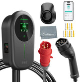 Carregador EV Coolladen Smart APP Com Estação de Carregamento Doméstica Tipo 2 11kW 32A, Cabo de Carregamento Wallbox 5/10m Com Suporte para Carregador Controlo por App Plug CEE 3-Fases Para Todos os EVs e PHEVs
