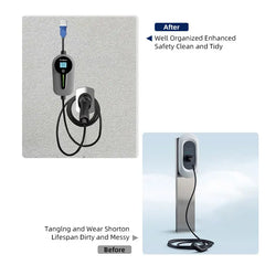 Suporte para carregador EV para carregador tipo 2 feito de material robusto Plugue de montagem na parede para carro elétrico Organizador de suporte de cabo de carregamento para todas as condições climáticas Acessórios para estação de carregament