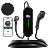 Coolladen Carregador portátil para carro elétrico 3.6kW | Tipo 2 para ficha Schuko | Corrente ajustável 16A | Carregamento programado 1-12H | Cabo 5m/10m
