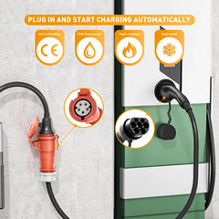 Plugue tipo 2 para tomada CEE16A, adaptador para carregador EV de 11 kW para obter energia da estação de carregamento