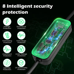 Coolladen 3.5kW Carregador VE Portátil | 16A Schuko para Tipo 2 Wallbox Móvel | Corrente Ajustável | Carregamento Temporizado de Precisão 1-12H e Atraso