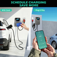Coolladen 11kW/22kW Hub de Carregamento Wallbox EV Fixo Tipo 2 – OCPP 1.6J, gestão inteligente, RFID multi-cartão e controlo por app, EVSE com ligação fixa para uso comercial e residencial