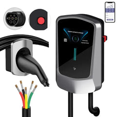 Coolladen EV 11kW Estação de Carregamento Wallbox Tipo 2 com App inteligente , 16A Estação de Carregamento Doméstica,5m Cabo EV de Carregamento Rápido de Corrente Elevada