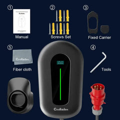 Coolladen 11kW Wallbox Smart App Tipo2 Carregador de VE 400V 16A, Estação de Carregamento Doméstica de VE Ajustável para Veículos Elétricos EVSE