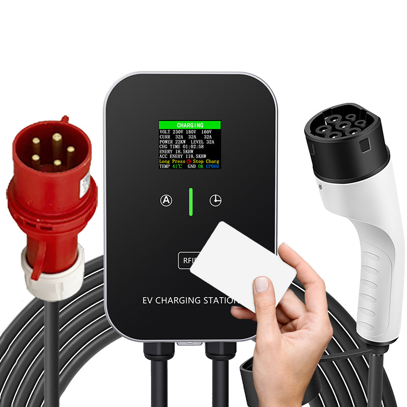 EV Charger Smart Smart 11~22kW Home Carging Station, Cabo de 5m de 5m de carregamento com carregador de carregador, CEE Plug de 3 fases para todos os EVs e PHEVs