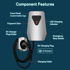 Coolladen Wallbox com gerenciamento de carga | Para uso privado e comercial | Cabo de carregamento de 5 M | Estação de carregamento Energy Control