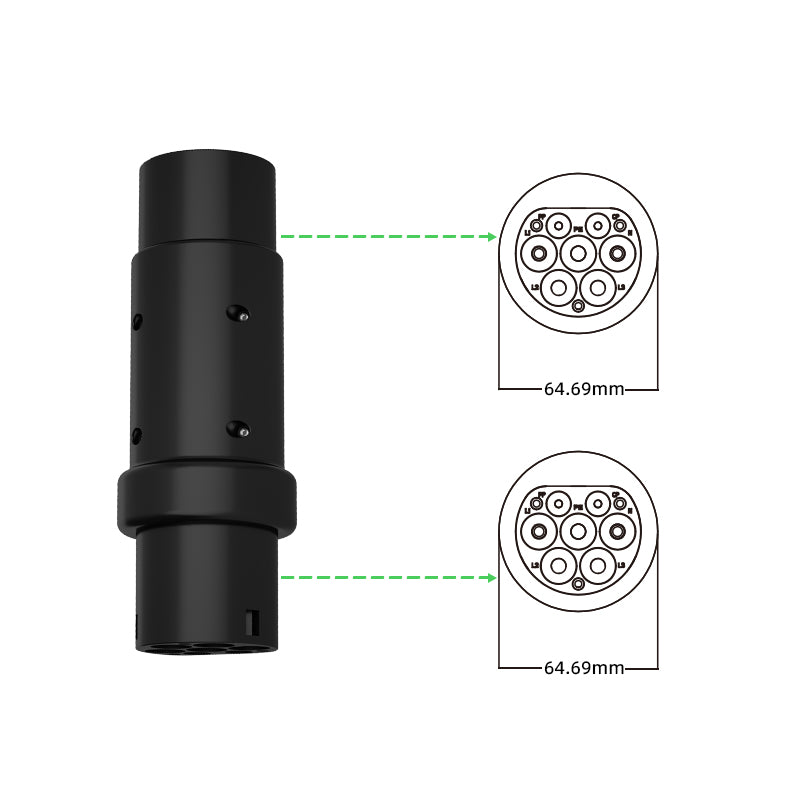 Tipo 2 de ao adaptador 16A/32A do carregador de GBT EV que carrega o conector do veículo elétrico