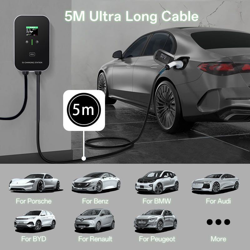 EV Charger Smart Smart 11~22kW Home Carging Station, Cabo de 5m de 5m de carregamento com carregador de carregador, CEE Plug de 3 fases para todos os EVs e PHEVs