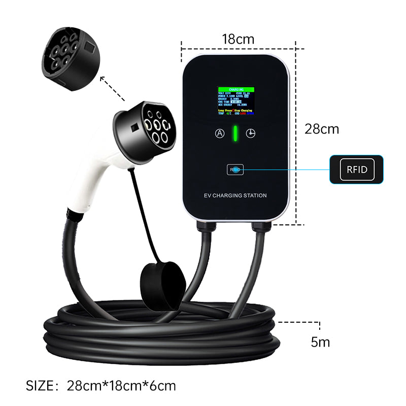 EV Charger Smart Smart 11~22kW Home Carging Station, Cabo de 5m de 5m de carregamento com carregador de carregador, CEE Plug de 3 fases para todos os EVs e PHEVs