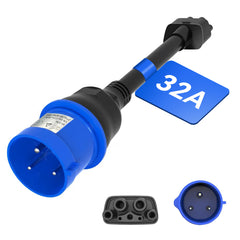 Adaptador CEE azul de 3 pinos para carregador móvel Tesla Gen 2, cabo de extensão de carregador EV portátil para tomada de 240 V em 32A, compatível com Tesla modelo 3/S/X/Y