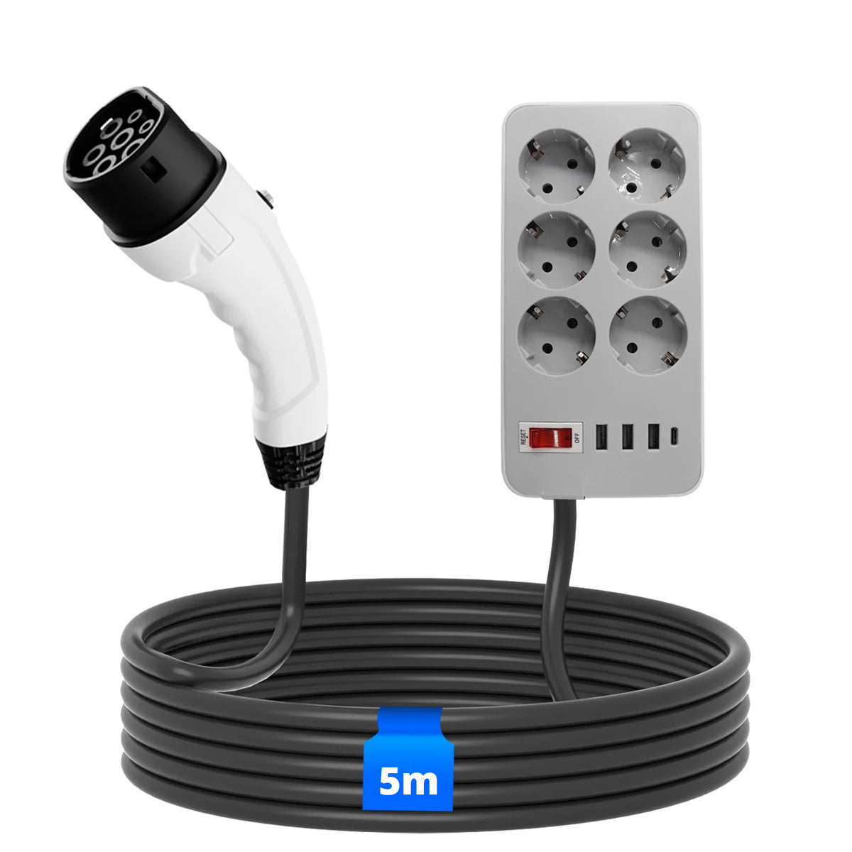 Adaptador de veículo para carga (V2L) para MG e BYD, adaptador de descarga de veículo elétrico 16A Tipo 2 para tomada Schuko com cabo de 5 metros