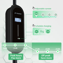 Coolladen Carregador portátil para carro elétrico 3.6kW | Tipo 2 para ficha Schuko | Corrente ajustável 16A | Carregamento programado 1-12H | Cabo 5m/10m