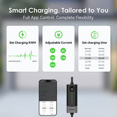 Coolladen Carregador Inteligente para VE 11kW APP e Wi‑Fi | Cabo de carregamento CEE trifásico 16A | Segurança RCD tipo B