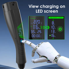 Coolladen Carregador Portátil para VE 3.6kW | 16A Schuko para Type 2 | Design Integrado de Peça Única | Corrente Ajustável (5m/10m)