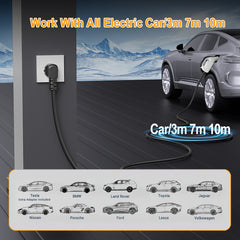 Carros elétricos Wallbox móvel 3,5 kW 3 m/7 m10 m Carregador EV Tipo 2 Até CEE 16 A, Carregamento doméstico sem Wallbox 2 em 1 Compatível com todos os modelos EV Y / 3 / S / X, ID.4, ID.5, I4, EV6