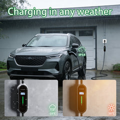 Coolladen Carregador portátil para carro elétrico 3.6kW | Tipo 2 para ficha Schuko | Corrente ajustável 16A | Carregamento programado 1-12H | Cabo 5m/10m