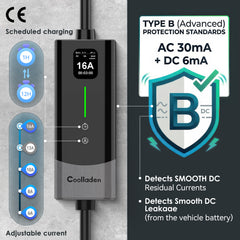 Coolladen Carregador Inteligente para VE 11kW APP e Wi‑Fi | Cabo de carregamento CEE trifásico 16A | Segurança RCD tipo B