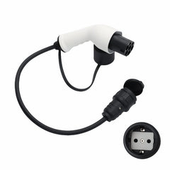 Adaptador tipo 2 para ficha carregador de isqueiro elétrico Schuko, 16 A, 0,5/4 m. Carregamento fácil em estações de carregamento/caixas de parede, utilização de carregadores de 230 V para e-bike, e-scooter, moto, IP55