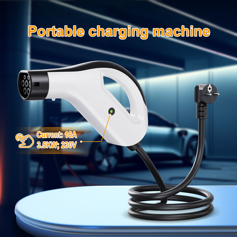 Carros elétricos Wallbox móvel 3,5 kW 3 m/7 m10 m Carregador EV Tipo 2 Até CEE 16 A, Carregamento doméstico sem Wallbox 2 em 1 Compatível com todos os modelos EV Y / 3 / S / X, ID.4, ID.5, I4, EV6