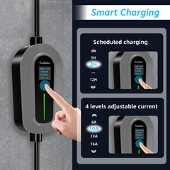 Coolladen Cabo de carregamento tipo 2 ficha CEE 11 kW [trifásico|5/10m|6-16A] com potência de carregamento ajustável, estação de carregamento e carregador EV para ID.3/4/5, e-up, e-tron, Zoe e outro VE